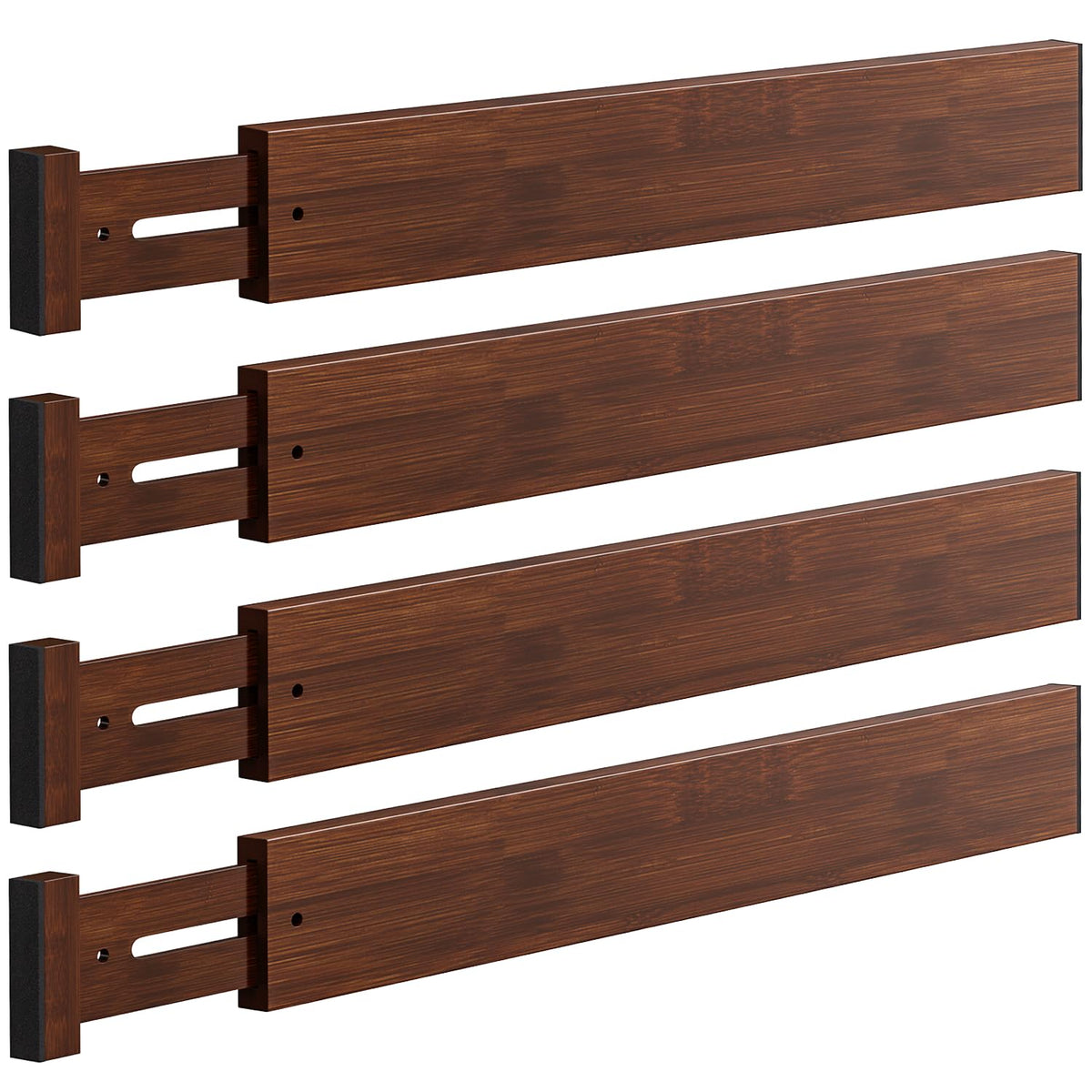 4 Pack Bamboo Drawer Dividers 17-22" Adjustable Kitchen Organizer, Natural