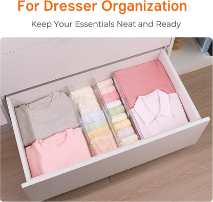 4 Pack 4" High Drawer Dividers for Clothes, 10.2"-16.5" Expandable