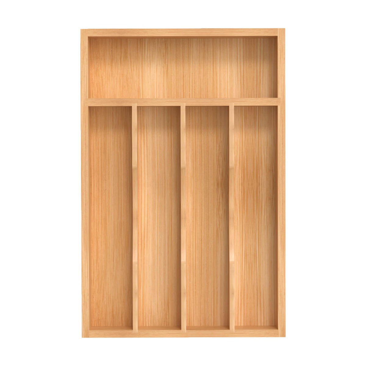 Small Silverware Organizer, Bamboo Kitchen Drawer Organizer, Utensil Holder, Cutlery Tray & Spoon Flatware Storage with Grooved Drawer Dividers (6.7''W x 12''D)