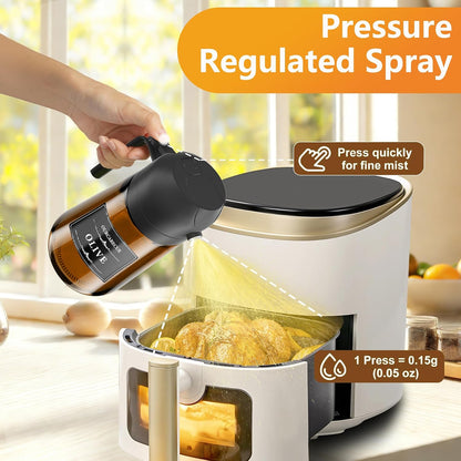 Olive Oil Sprayer & Dispenser Bottle for Cooking 16oz Dark Glass Oil Mister