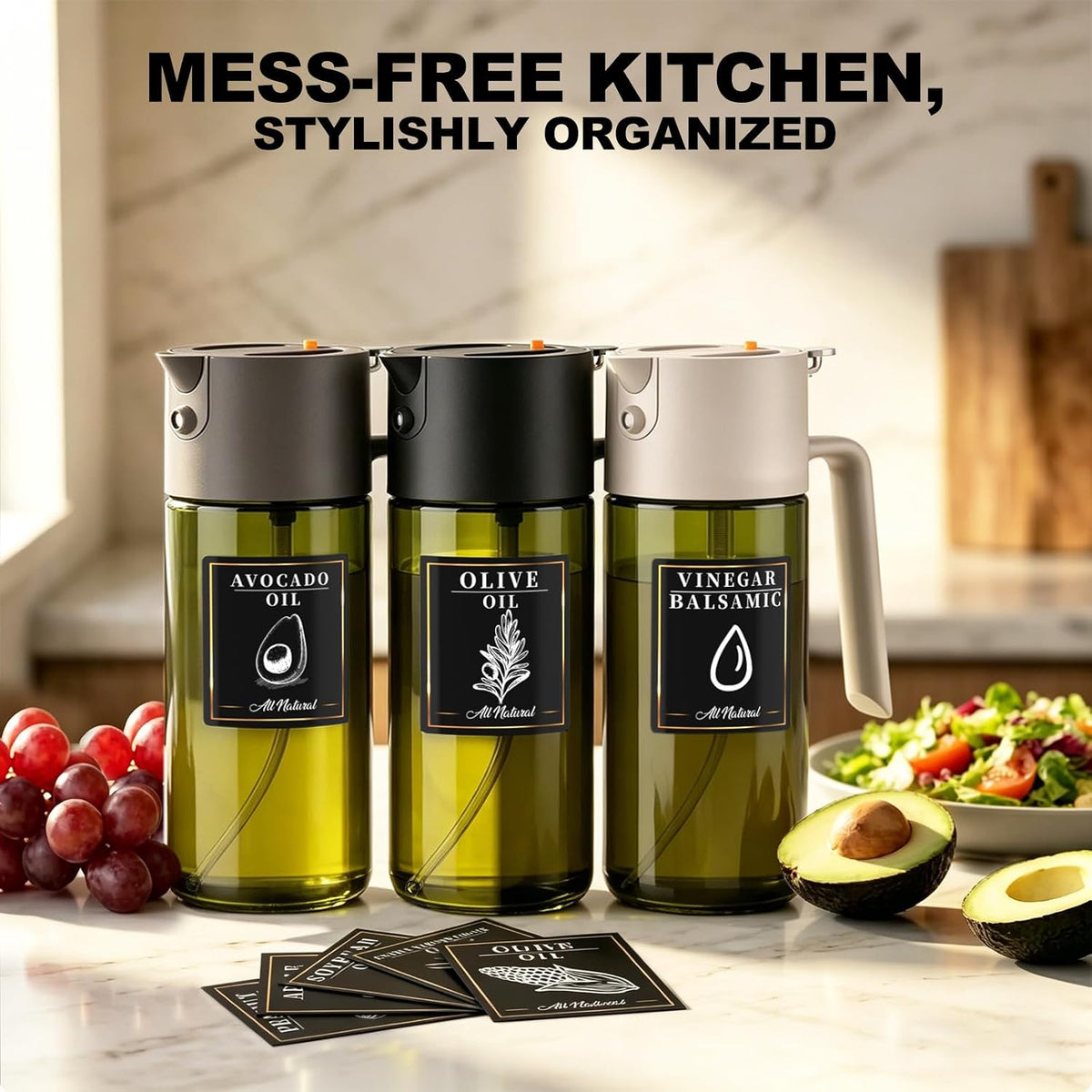 Gelibo 2-IN-1 Oil Sprayer for Cooking,Oil Dispenser for Kitchen,500ML,Black