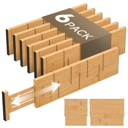 Deep Drawer Dividers For Clothes,Expandable Drawer Organizer (6, Long)
