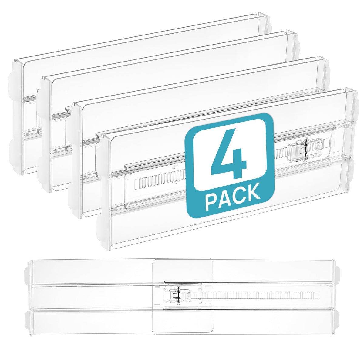 Vtopmart 14 Pack Drawer Dividers for Clothes, 4" High 10.2"-16.5" Adjustable Expandable Dresser Drawer Organizer, Clear Plastic Separators for Dresser, Baby Clothing, Underwear, Cosmetic, Toiletries
