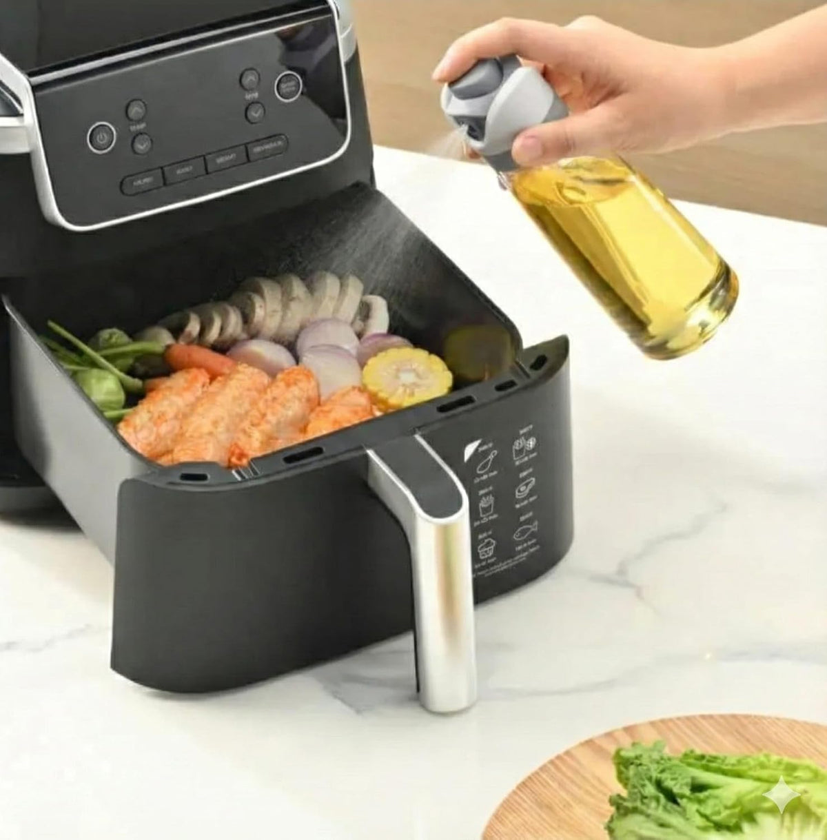 Oil control Dispenser Bottle, Spray & Pour 2-in-1, Precision Olive Oil Sprayer for Healthy Cooking, BPA-FREE,340 ml/12oz, Glass bottle, Leak-Proof, Ideal for cooking, salad, Air Fryer & BBQ