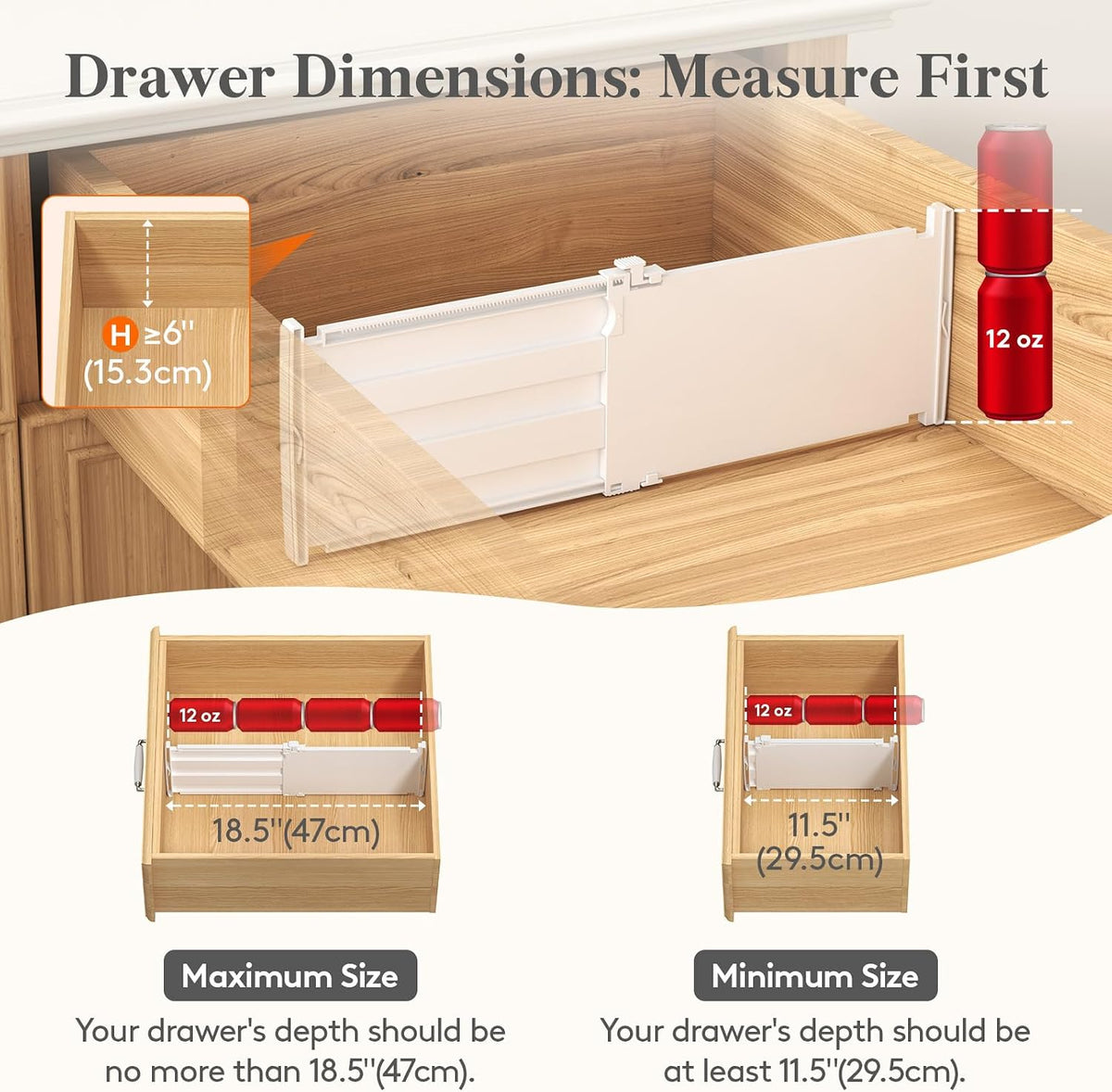 Lifewit 6" Tall Drawer Dividers, Adjustable Deep Drawer Organizer Clothes