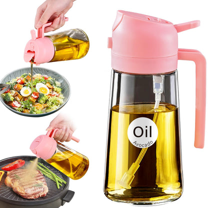 YARRAMATE 16 oz 2-in-1 Glass Olive Oil Sprayer for Cooking, Black