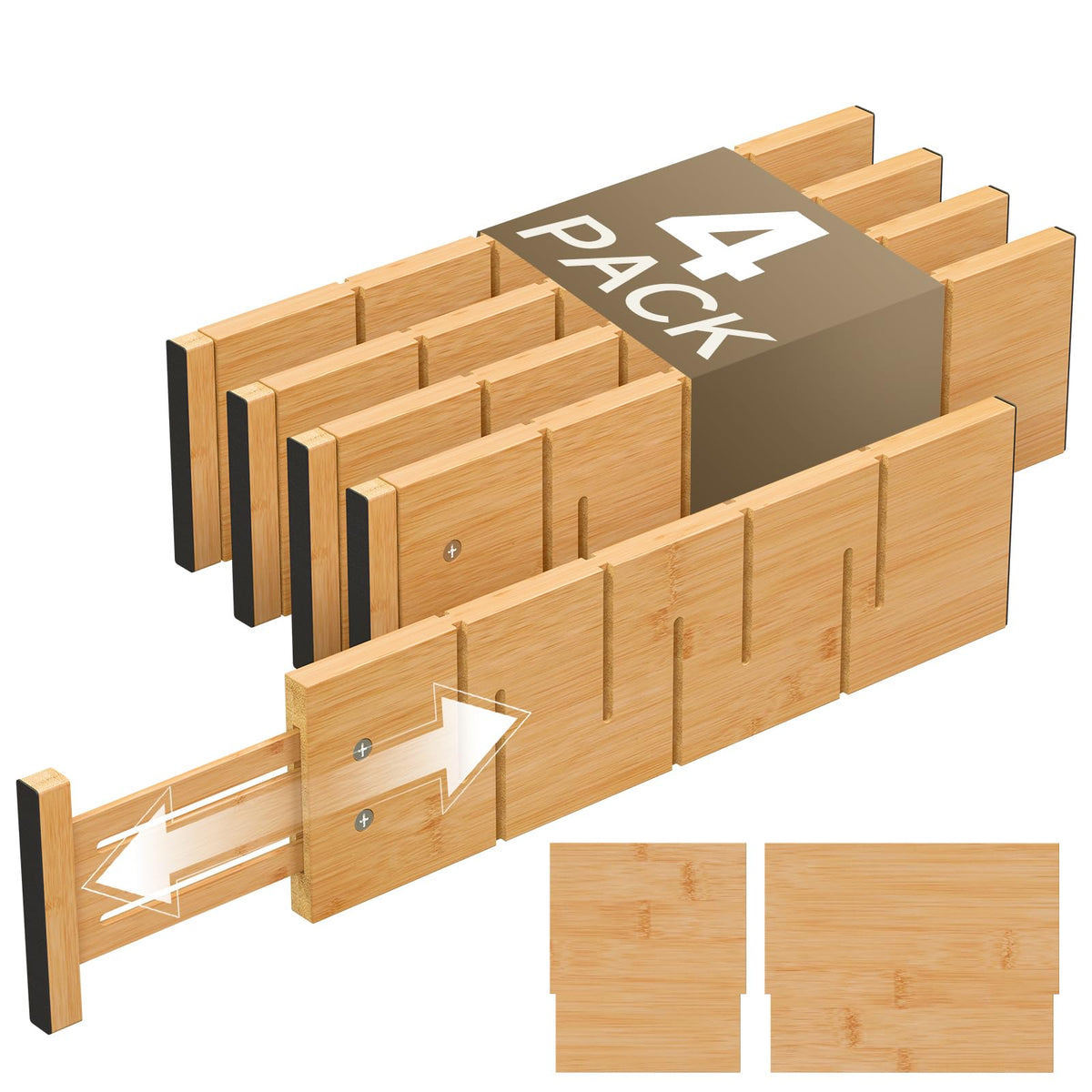 Deep Drawer Dividers For Clothes,Expandable Drawer Organizer (6, Long)