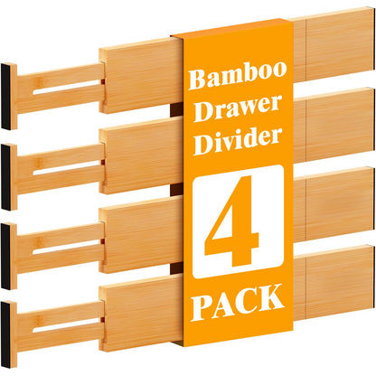 Bamboo Drawer Dividers, 12-21 Inch Kitchen Adjustable Drawer Organizers