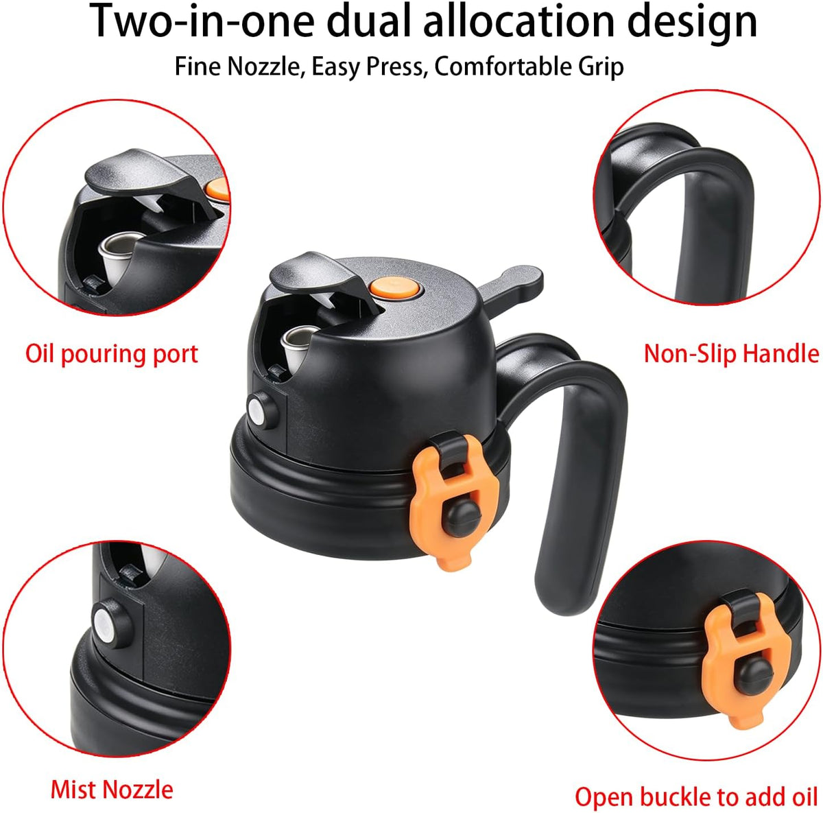 2-Pack Mason jar Olive Oil Sprayer lid for Cooking 2 in 1 Olive Oil Dispenser Bottle for Mason jar Kitchen Gadgets and Air Fryer, Cooking, Salad,Accessories, Salad, BBQ （Glass bottle not included）