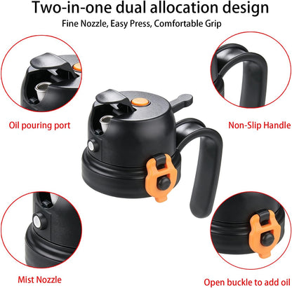 2-Pack Mason jar Olive Oil Sprayer lid for Cooking 2 in 1 Olive Oil Dispenser Bottle for Mason jar Kitchen Gadgets and Air Fryer, Cooking, Salad,Accessories, Salad, BBQ （Glass bottle not included）