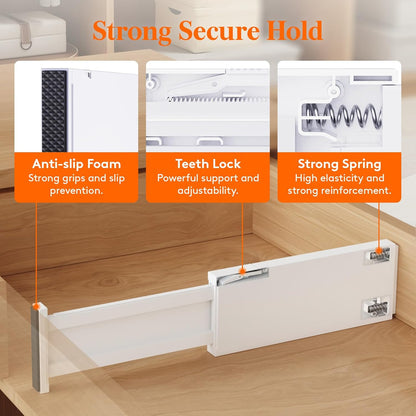 Lifewit 4" High Upgrade Drawer Divider, Adjustable Drawer Organizer Clothes