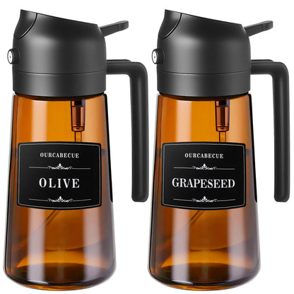Olive Oil Sprayer & Dispenser Bottle for Cooking 16oz Dark Glass Oil Mister