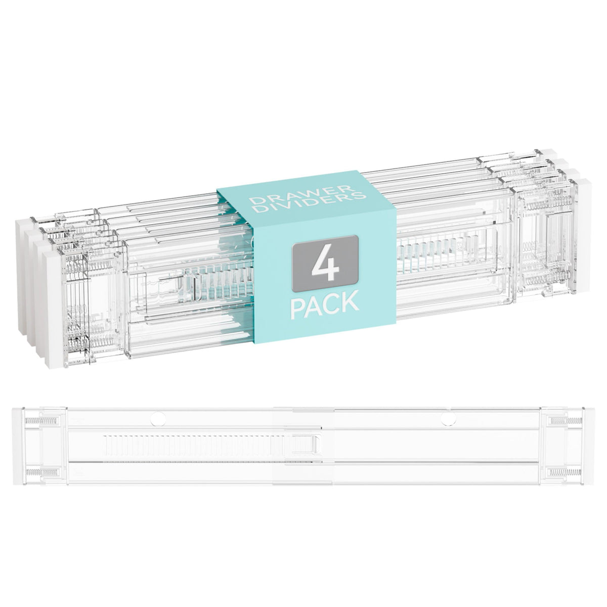 Yieach 4 Pack 3.2 Inch Shallow Acrylic Drawer Dividers for Clothes -Expandable from 15-21''- Adjustable Drawer Dividers for Baby Clothing,Sock,Underwear,Clear in Drawer Separators for Dresser,Kitchen