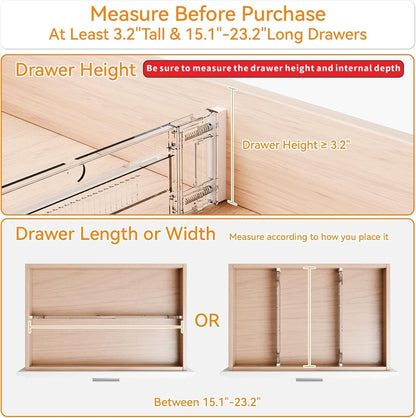 Yieach 8 Pack Clear Expandable Deep Drawer Separators From 15 to 21'' - 3.2 Inch Tall Acrylic Drawer Dividers for Clothes,Dresser Drawer Dividers for Dresser,Baby Nursery,Clothing,Sock or Underwear
