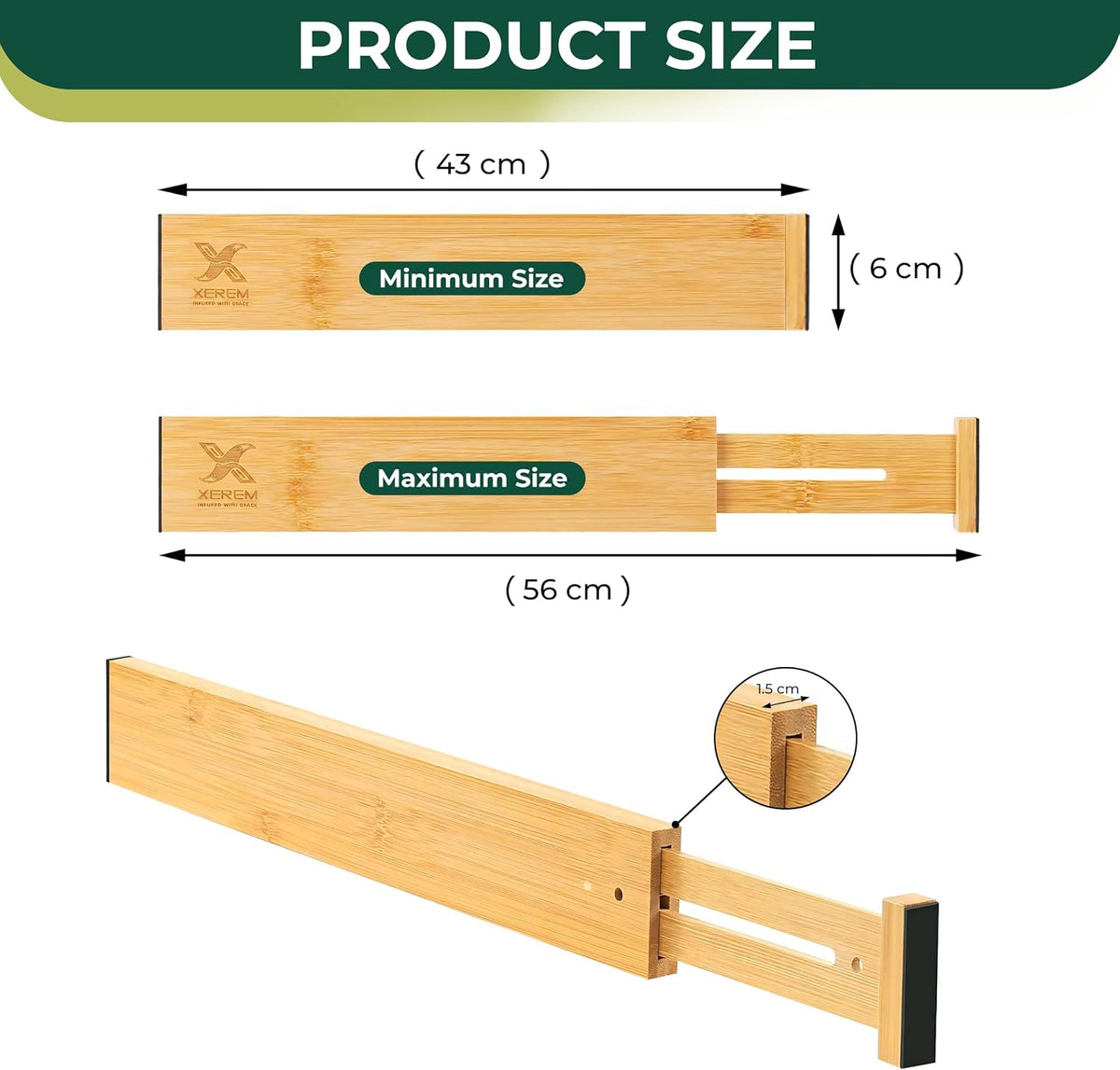 6 Pack Deep Drawer Dividers - 17-22 Inch Deep Expandable Drawer Organizer Set - Spring Loaded Large Drawer Dividers for Kitchen, Bedroom, Closet, Office anywhere in daily life