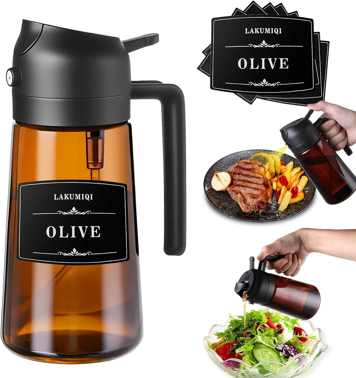 Oliver Oil Sprayer Dispenser for Cooking Bottle 16oz Green Glass Green