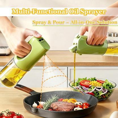 No Leak Oil Sprayer for Cooking – 2 in 1 Glass Oil Mister & Dispenser Bottle with Lockable Drip-Free Nozzle, Clog-Free Fine Mist for Air Fryer, Salad, BBQ, Baking – Durable Kitchen Gadget