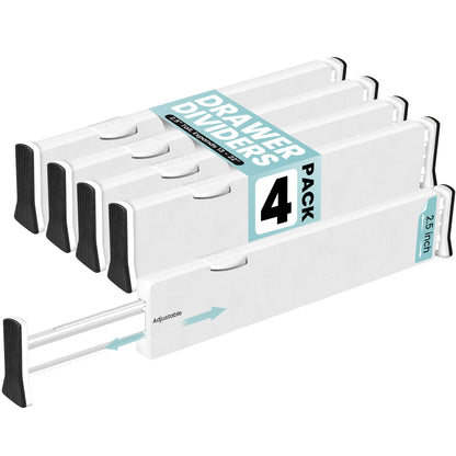 RAPTUROUS White Expandable Drawer Dividers (8" Tall, 13"-22" Long, 4 Pack - White)