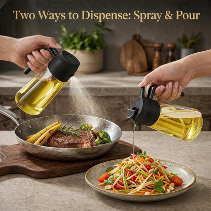 Oil Sprayer for Cooking, 16oz/470ml 2-in-1 Glass Olive Oil Dispenser