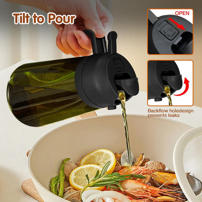 YARRAMATE 16 oz Dark Glass Olive Oil Sprayer & Dispenser, 2-in-1, Black