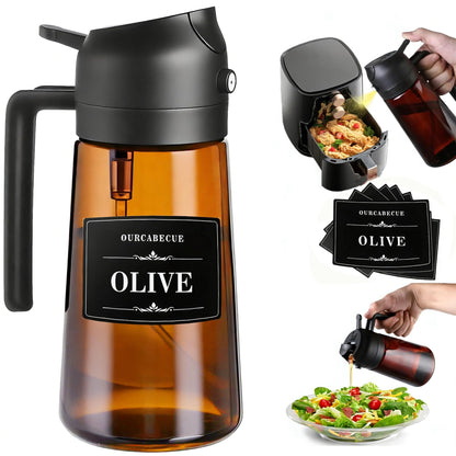 Olive Oil Sprayer & Dispenser Bottle for Cooking 16oz Dark Glass Oil Mister