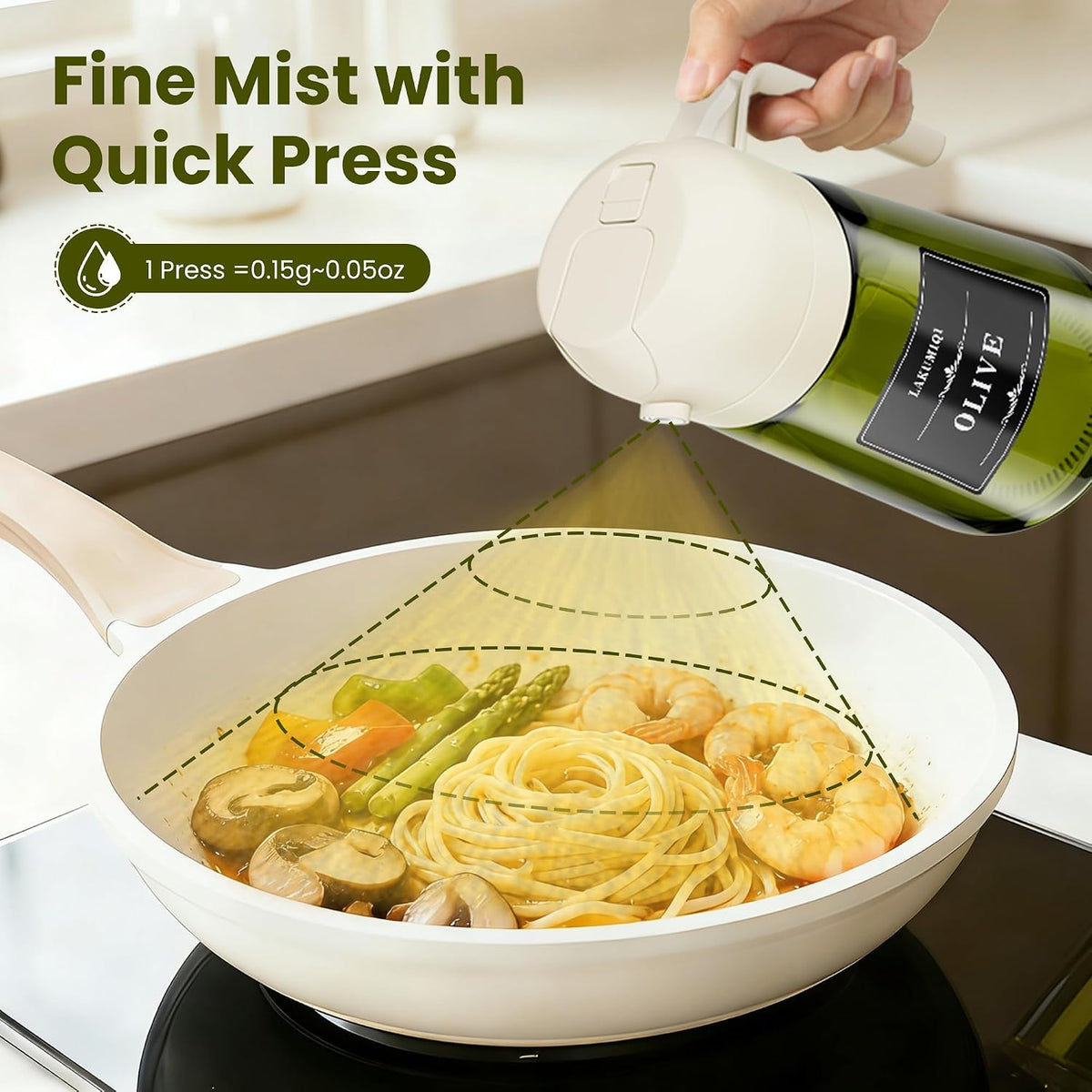 Oliver Oil Sprayer Dispenser for Cooking Bottle 16oz Green Glass White