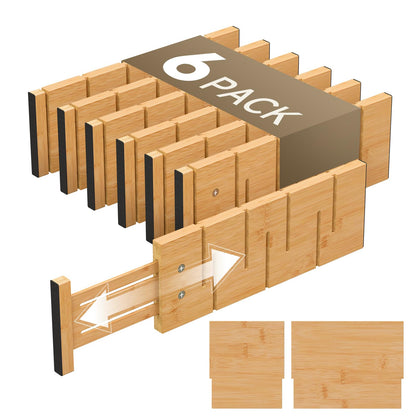 Deep Drawer Dividers For Clothes,Expandable Drawer Organizer (6, Long)