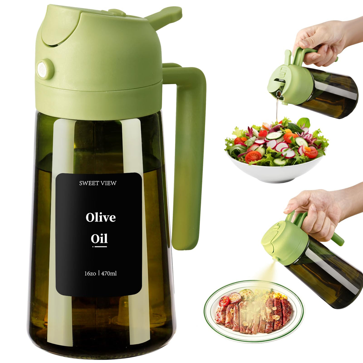 SWEET VIEW Olive Oil Sprayer for Cooking 16oz/470ml