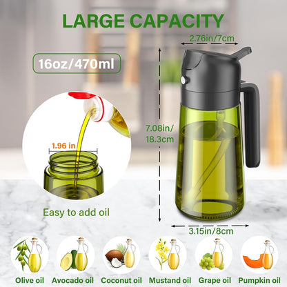 Vakoo Oil Sprayer for Cooking, 16oz/470ml, Black&Green