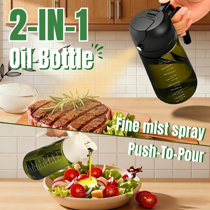 2 in 1 Olive Oil Sprayer and Dispenser, 16oz Glass Oil Spray Bottle with Measurement Marks, grilling spray bottle, Light Blockage Dark Oil Sprayer 2 Pack for Air Fryer, Salad, Cooking, BBQ