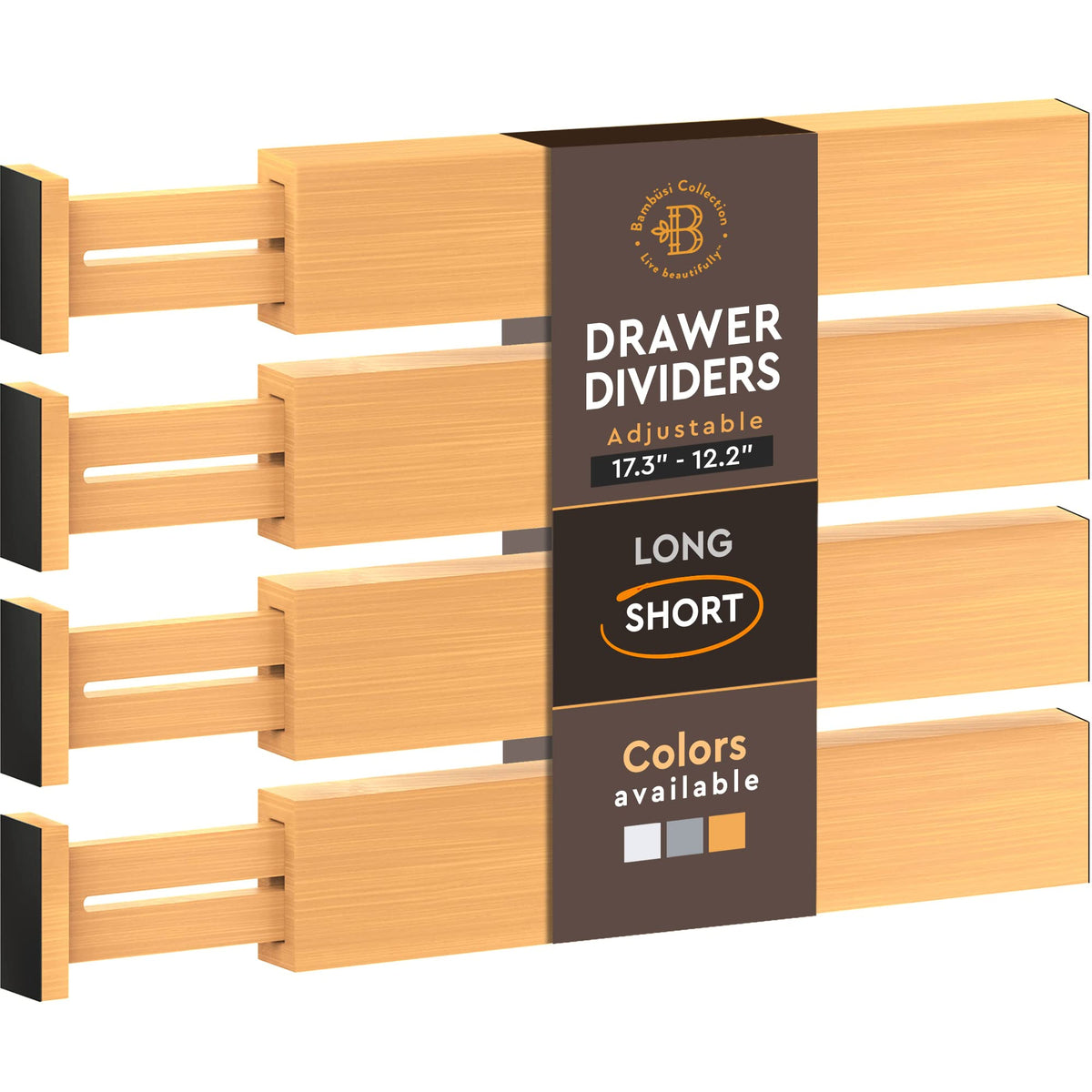 6 Pack Black Drawer Dividers - 6 Inch High for Deep Drawers, Adjustable 11.5 to 17 Inch Expandable Kitchen Drawer Organizer, Spring Loaded Dresser Separator for Clothes, Bedroom, Bathroom, Office