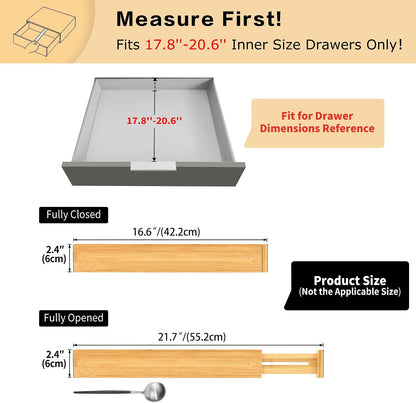 Utoplike 4 Pcs Bamboo Kitchen Drawer Dividers, Large Drawers Organizers