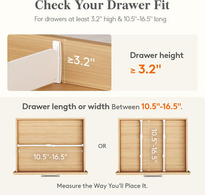 Lifewit 3.2" High Drawer Dividers for Clothes, Adjustable Drawer Organizers