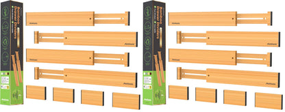 ANTOWIN Bamboo Drawer Dividers Organizers, Drawer Separators Splitter,13-17 inches Long Adjustable Spring-loaded Organizer for Large Utensil, Clothes, Tools Drawers (4+3)