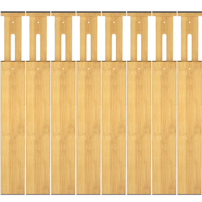 Bamboo Drawer Dividers, Adjustable Drawer Organizers, Fits 12.6–16" Drawers