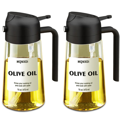 Olive Oil Sprayer for Cooking, 16oz Glass 2 in 1 Oil Dispenser Bottle