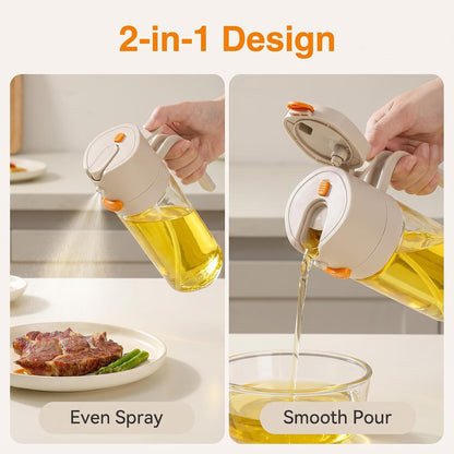 2-in-1 Glass Olive Oil Sprayer & Dispenser 530ml for Cooking