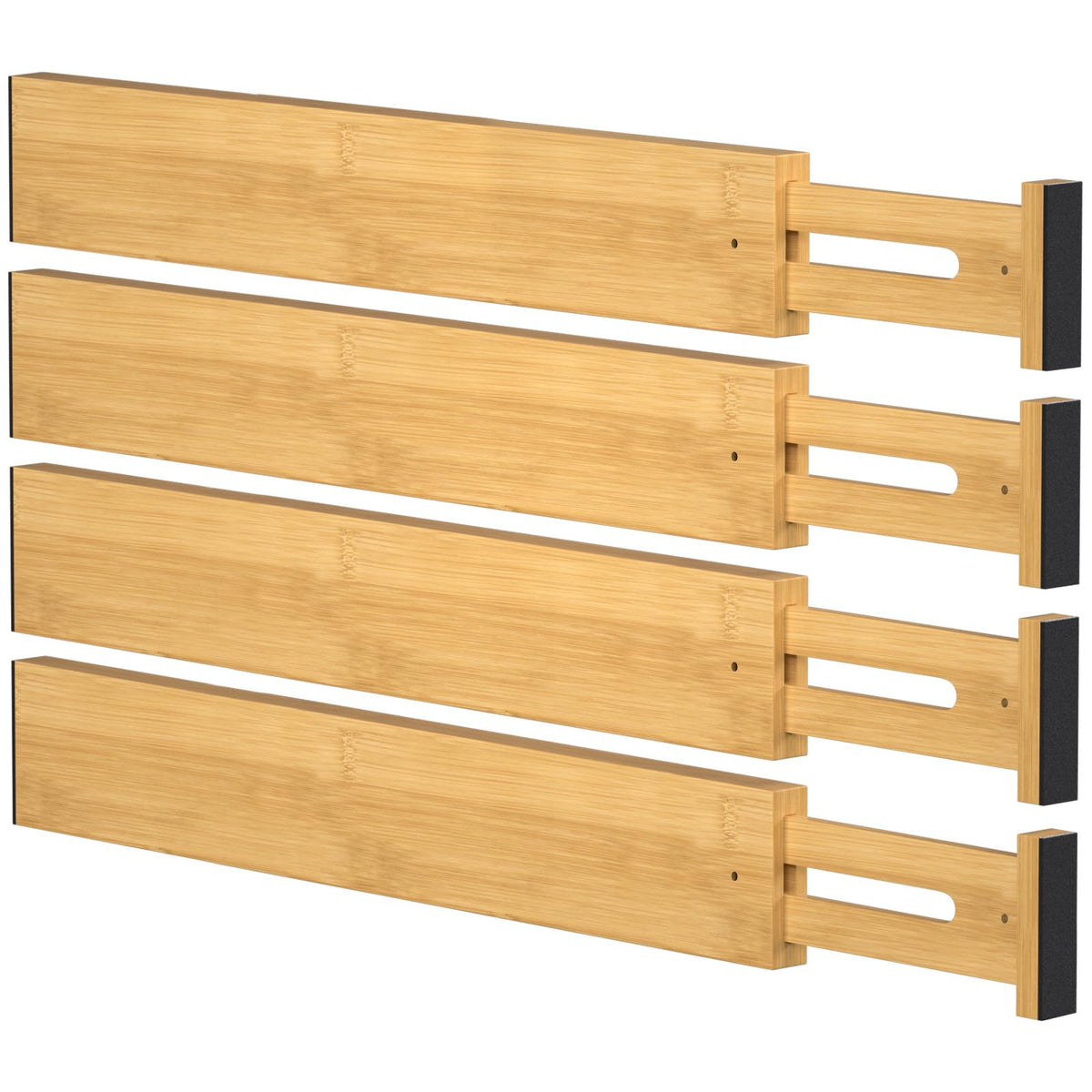 Bamboo Drawer Dividers, Adjustable Drawer Organizers, Fits 12.6–16" Drawers