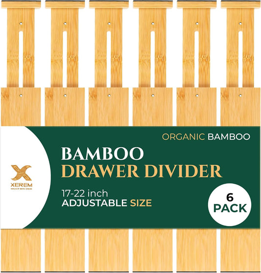 6 Pack Deep Drawer Dividers - 17-22 Inch Deep Expandable Drawer Organizer Set - Spring Loaded Large Drawer Dividers for Kitchen, Bedroom, Closet, Office anywhere in daily life