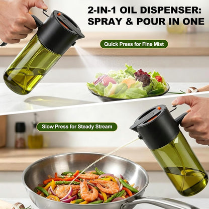 Gelibo 2-IN-1 Oil Sprayer for Cooking,Oil Dispenser for Kitchen,500ML,Black