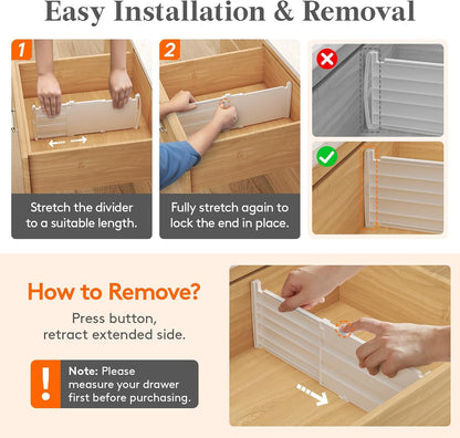 Lifewit 6" Tall Drawer Dividers, Adjustable Deep Drawer Organizer Clothes