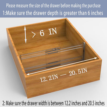 8 Pack 6" Adjustable Drawer Dividers, Expandable 12-20"