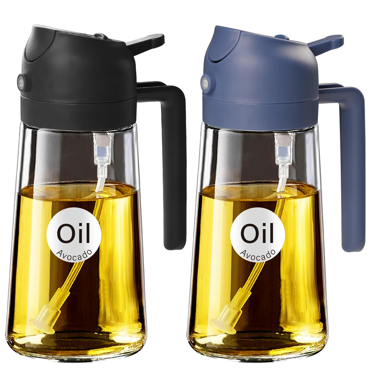 YARRAMATE 16 oz 2-in-1 Glass Olive Oil Sprayer for Cooking, Black