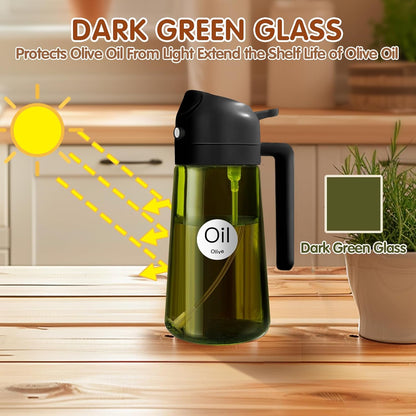 YARRAMATE 16 oz Dark Glass Olive Oil Sprayer & Dispenser, 2-in-1, Black