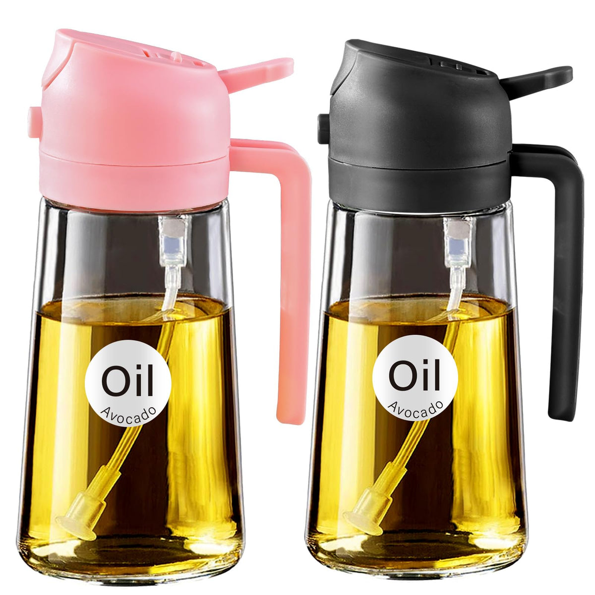 YARRAMATE 16 oz 2-in-1 Glass Olive Oil Sprayer for Cooking, Orange