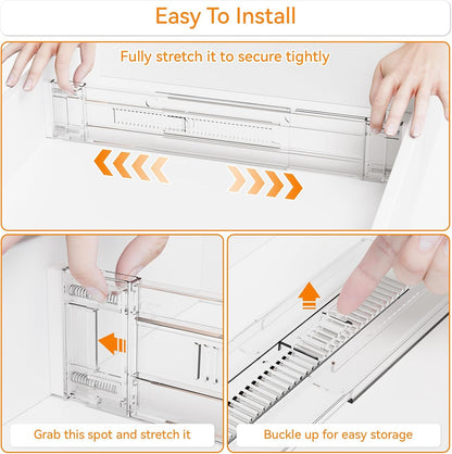 Yieach 8 Pack Clear Expandable Deep Drawer Separators From 15 to 21'' - 3.2 Inch Tall Acrylic Drawer Dividers for Clothes,Dresser Drawer Dividers for Dresser,Baby Nursery,Clothing,Sock or Underwear