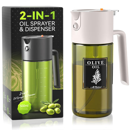Gelibo 2-IN-1 Oil Sprayer for Cooking,Oil Dispenser for Kitchen,500ML,Black