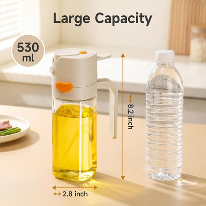 2-in-1 Glass Olive Oil Sprayer & Dispenser 530ml for Cooking