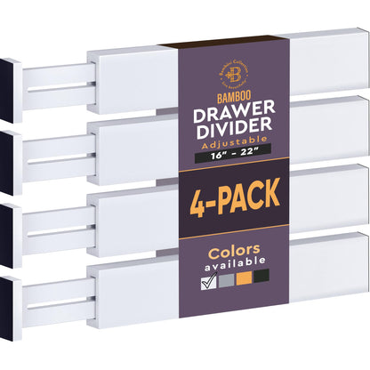 4-Pack Drawer Dividers 2.6-Inch High Dresser Organizer 16 to 22 Inch, Black