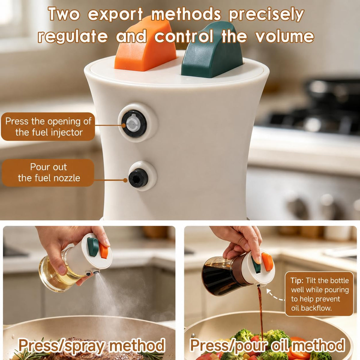 2-in-1 Spray & Pour Glass Oil Dispenser Set of 2
